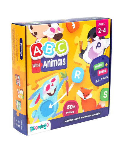 Bloomingo ABC With Animals-Letter Match & Memory Puzzle-Learning & Educational Toys-24M+