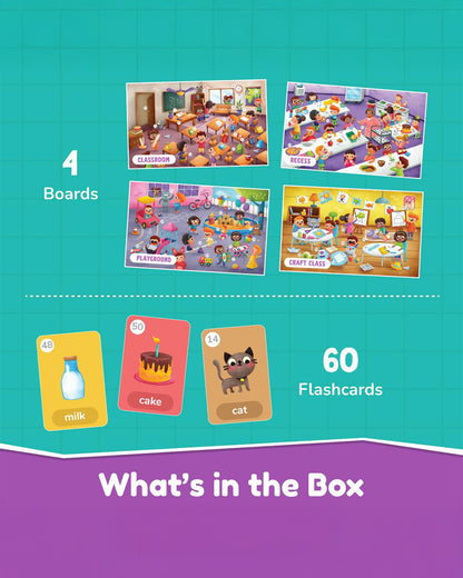 Bloomingo My First Words-Learning Kit-Includes Board Puzzle & Flash Cards-Learning & Educational Toys-24M+