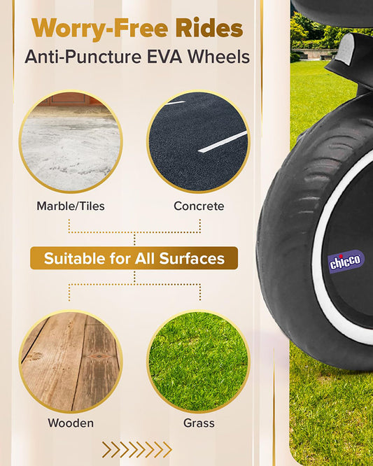 Chicco 4in1 EVO Trike-Height Adjustable Parent Handle Bar-360 Degrees Rotating Seat-Rear & Front Storage Basket-For 2 to 5Y (Upto 50 Kg)-Black