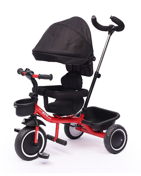 Chicco 4in1 EVO Trike-Height Adjustable Parent Handle Bar-360 Degrees Rotating Seat-Rear & Front Storage Basket-For 2 to 5Y (Upto 50 Kg)-Red