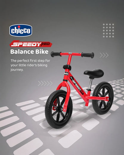 Chicco Speedy Balance Bike-Adjustable Handle Bar & Seat-Durable All Terrain Design-For 2 to 5Y (Upto 50 Kg)-Red
