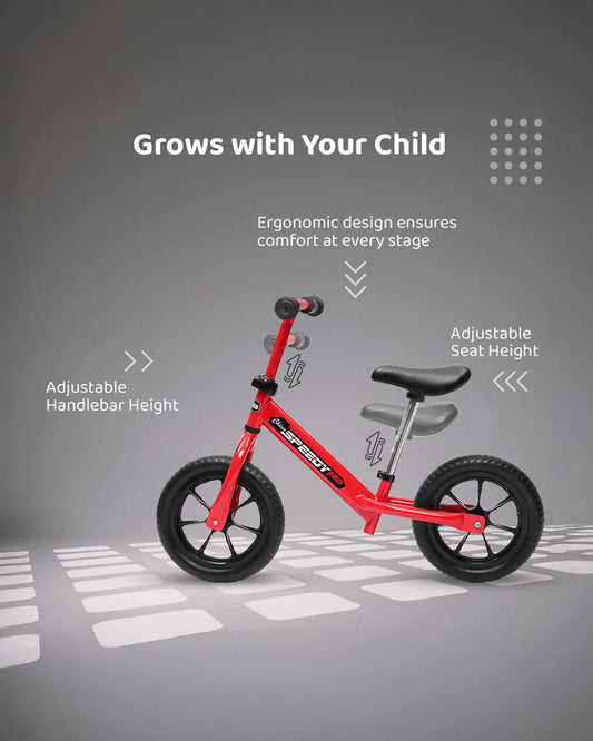 Chicco Speedy Balance Bike-Adjustable Handle Bar & Seat-Durable All Terrain Design-For 2 to 5Y (Upto 50 Kg)-Red