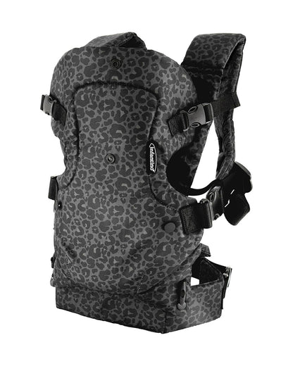 Infantino Flip 4 in 1 Convertible Baby Carrier-With 4 Carrying Positions-Head Support For Extra Comfort-Adjustable Waist Belt-For 0 to 3Y ( 3.5 to 14 Kg)-Leopard Black