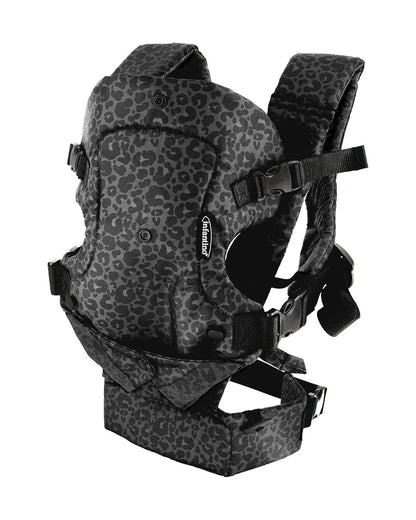 Infantino Flip 4 in 1 Convertible Baby Carrier-With 4 Carrying Positions-Head Support For Extra Comfort-Adjustable Waist Belt-For 0 to 3Y ( 3.5 to 14 Kg)-Leopard Black