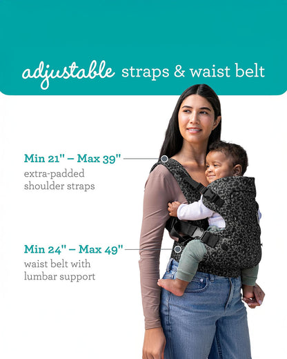 Infantino Flip 4 in 1 Convertible Baby Carrier-With 4 Carrying Positions-Head Support For Extra Comfort-Adjustable Waist Belt-For 0 to 3Y ( 3.5 to 14 Kg)-Leopard Black