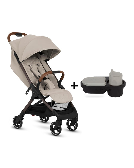 Silver Cross Clic 2 Cabin Friendly Stroller-With Snack Tray-One Hand Fold-Includes Rain Cover-For 0 to 4Y (Upto 22 kg)-Latte