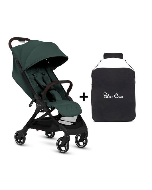 Silver Cross Clic 2 Cabin Friendly Stroller-With Stroller Bag-One Hand Fold-Includes Rain Cover-For 0 to 4Y (Upto 22 kg)-Conifer