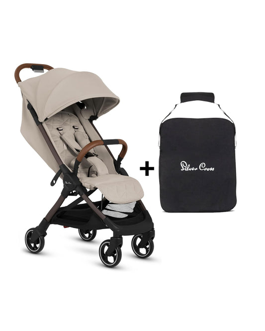 Silver Cross Clic 2 Cabin Friendly Stroller-With Stroller Bag-One Hand Fold-Includes Rain Cover-For 0 to 4Y (Upto 22 kg)-Latte