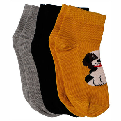 Bodycare Grey, Black & Mustard Socks-Printed-Cotton-Pack of 3-For Infants