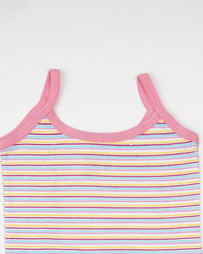 Bodycare Pink, Light Blue & Multicolor Vests-Printed-Cotton-Pack of 3-For Infants