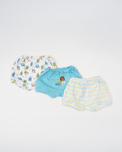 Bodycare Blue & Multicolor Briefs-Printed-Cotton-Pack of 3-For Infants
