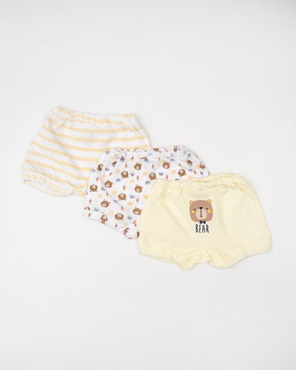Bodycare White, Cream & Multicolor Briefs-Printed-Cotton-Pack of 3-For Infants
