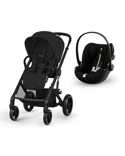 Cybex Balios S Lux Stroller & Cloud G i-Size Plus Car Seat Travel System-Includes Adapters-Black Frame & Moon Black