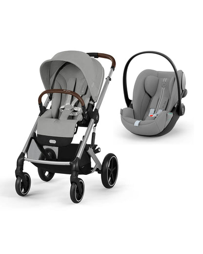 Cybex Balios S Lux Stroller & Cloud G i-Size Plus Car Seat Travel System-Includes Adapters-Silver Frame & Stone Grey