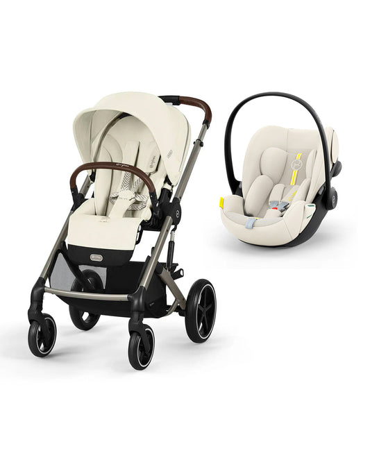Cybex Balios S Lux Stroller & Cloud G i-Size Plus Car Seat Travel System-Includes Adapters-Taupe Frame & Seashell Beige