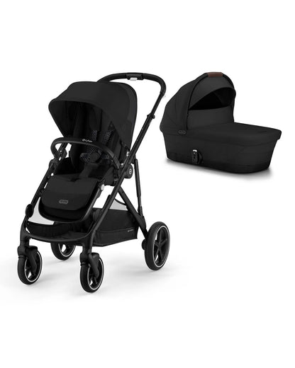 Cybex Gazelle S Stroller & Gazelle S Carry Cot Travel System-Black Frame & Moon Black