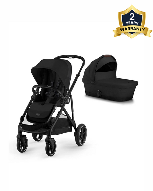 Cybex Gazelle S Stroller & Gazelle S Carry Cot Travel System-Black Frame & Moon Black