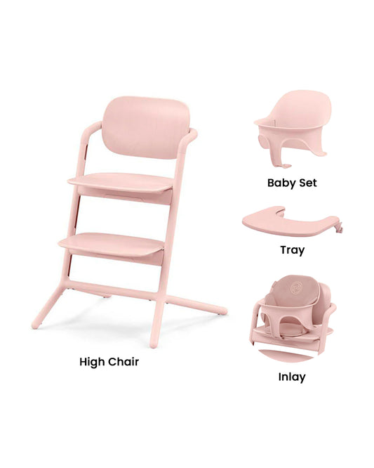 Cybex Lemo 3 in 1 High Chair-With Comfort Inlay, Baby Set & Tray-2 Years Warranty-For 6M to 99Y (Upto 120 Kg)-Pearl Pink