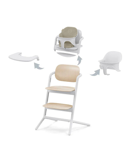 Cybex Lemo 3 in 1 High Chair-With Comfort Inlay, Baby Set & Tray-2 Years Warranty-For 6M to 99Y (Upto 120 Kg)-Sand Stone