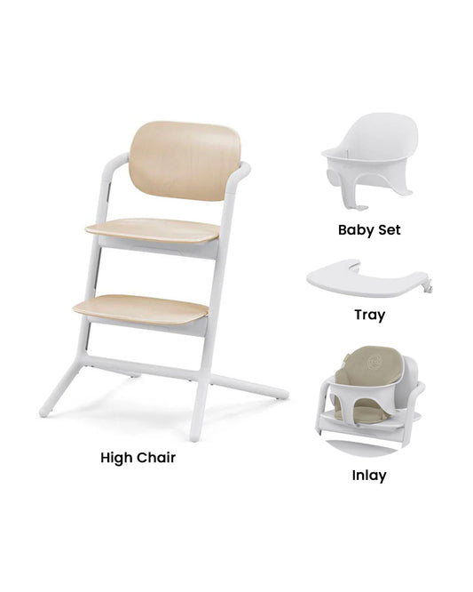 Cybex Lemo 3 in 1 High Chair-With Comfort Inlay, Baby Set & Tray-2 Years Warranty-For 6M to 99Y (Upto 120 Kg)-Sand Stone