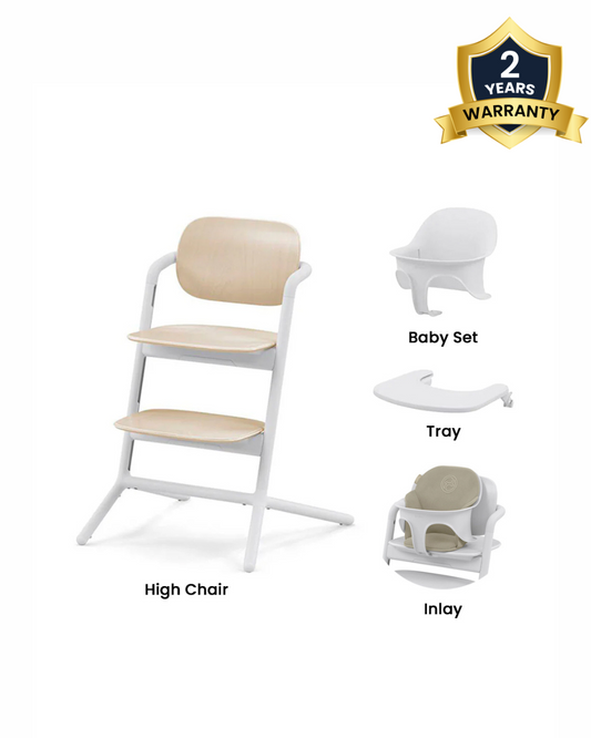 Cybex Lemo 3 in 1 High Chair-With Comfort Inlay, Baby Set & Tray-2 Years Warranty-For 6M to 99Y (Upto 120 Kg)-Sand Stone