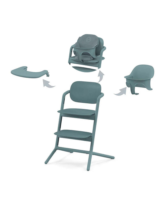 Cybex Lemo 3 in 1 High Chair-With Comfort Inlay, Baby Set & Tray-2 Years Warranty-For 6M to 99Y (Upto 120 Kg)-Stone Blue