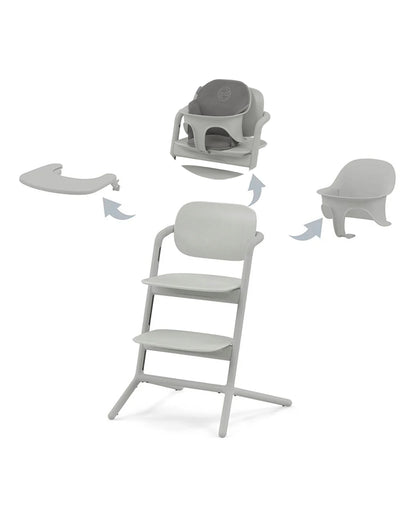 Cybex Lemo 3 in 1 High Chair-With Comfort Inlay, Baby Set & Tray-2 Years Warranty-For 6M to 99Y (Upto 120 Kg)-Suede Grey