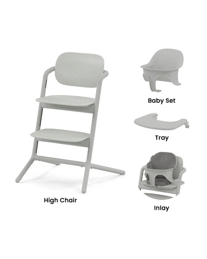 Cybex Lemo 3 in 1 High Chair-With Comfort Inlay, Baby Set & Tray-2 Years Warranty-For 6M to 99Y (Upto 120 Kg)-Suede Grey