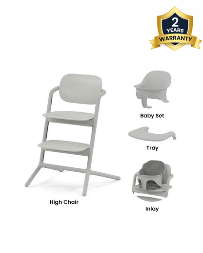 Cybex Lemo 3 in 1 High Chair-With Comfort Inlay, Baby Set & Tray-2 Years Warranty-For 6M to 99Y (Upto 120 Kg)-Suede Grey