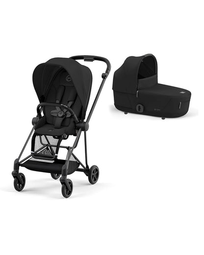 Cybex Mios Lightweight Stroller & Mios Lux Carry Cot Travel System-Includes Adapters-Matt Black Frame & Sepia Black