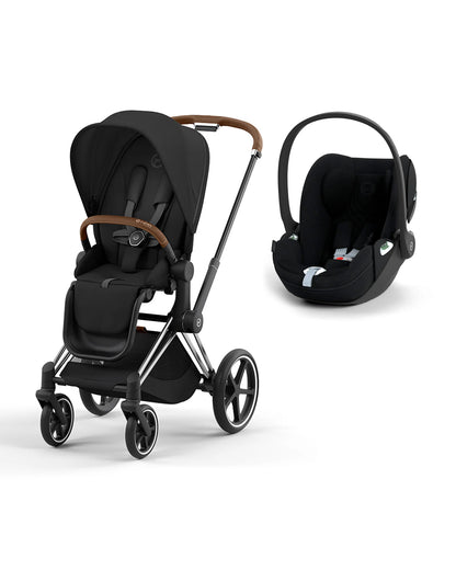 Cybex Priam Stroller & Cloud T i-Size Plus Car Seat Travel System-Includes Adapters-Chrome Brown Frame & Sepia Black