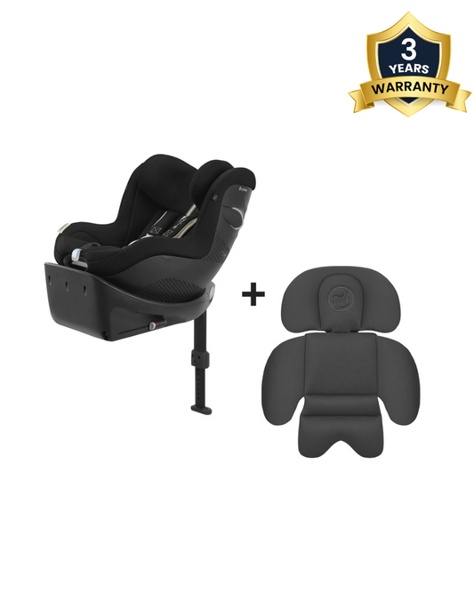 Cybex Sirona Gi i-Size PLUS Baby Car Seat With Newborn Inlay-Convertible (Forward & Rear Facing)-With Mesh Fabric For 6x Better Airflow-360 Degree Rotation-5 Positions Recline in Both Mode-For 0M to 4Y (Upto 20 Kg)-Moon Black