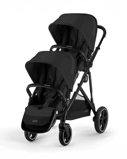 Cybex Gazelle S Double Stroller-With Free Extra Storage Basket-2 Years Warranty-For 0M to 4Y (Upto 22 Kg)-Black Frame & Moon Black