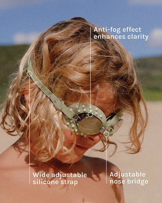 SUNNYLiFE Kids Swim Goggles-Cookie the Croc-Khaki