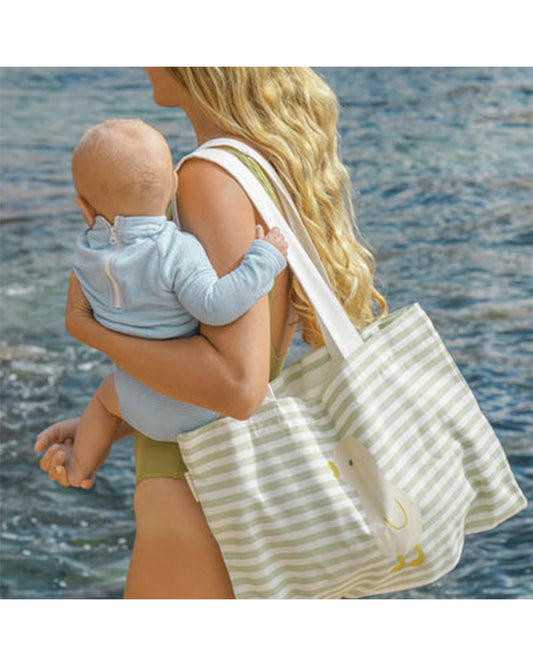 SUNNYLiFE Beach Bag-Canvas-Printed-Sage