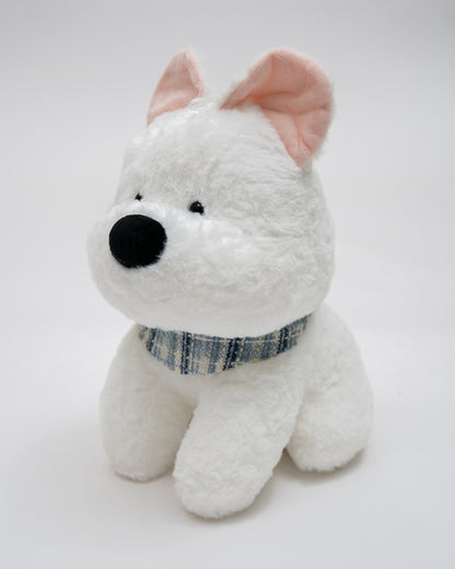 Just Bear White Bruno Dog Plush Soft Toy-Improves Motor Skills-36M+