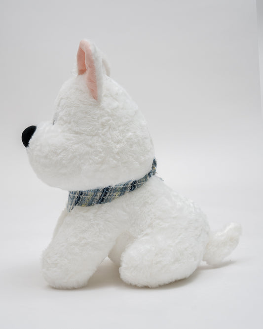 Just Bear White Bruno Dog Plush Soft Toy-Improves Motor Skills-36M+