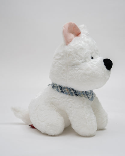 Just Bear White Bruno Dog Plush Soft Toy-Improves Motor Skills-36M+