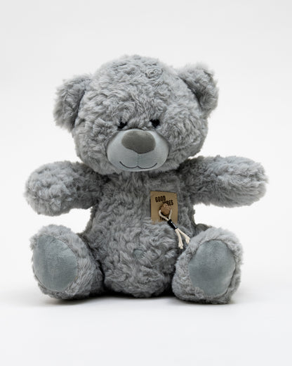 Just Bear Grey Snugvibe Sherpa Fur Teddy Plush Soft Toy-Ultra Soft & Huggable Bear-36M+
