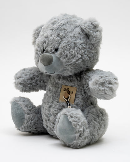 Just Bear Grey Snugvibe Sherpa Fur Teddy Plush Soft Toy-Ultra Soft & Huggable Bear-36M+
