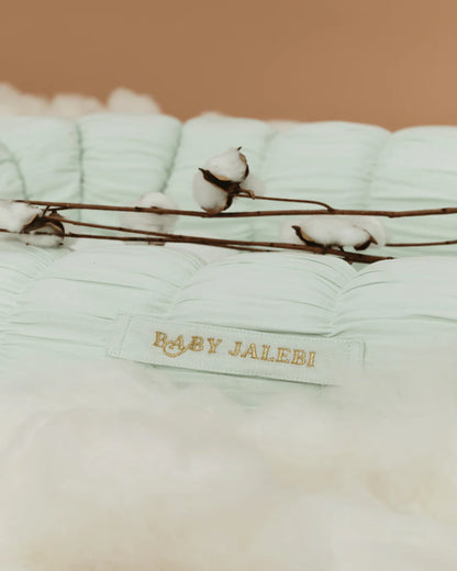 Baby Jalebi Sleep Cloud Nest-Baby Gadda Set With Inbuilt Mosquito Net-Mint-100% GOTS certified Organic Muslin-Newborn Bed