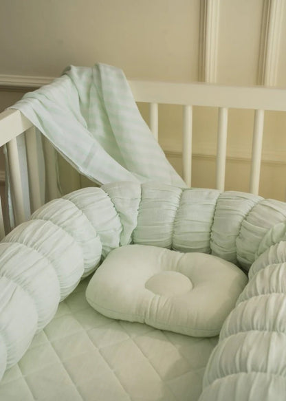 Baby Jalebi Sleep Cloud Nest-Baby Gadda Set With Inbuilt Mosquito Net-Mint-100% GOTS certified Organic Muslin-Newborn Bed