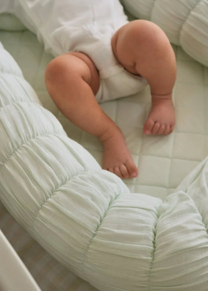 Baby Jalebi Sleep Cloud Nest-Baby Gadda Set With Inbuilt Mosquito Net-Mint-100% GOTS certified Organic Muslin-Newborn Bed