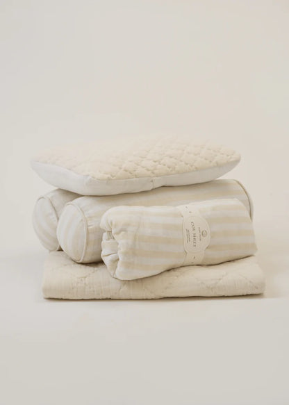 Baby Jalebi Cot Bedding Set-Rocking Horse-Hand Embroidered-100% Organic Cotton-Ecru-For Infants