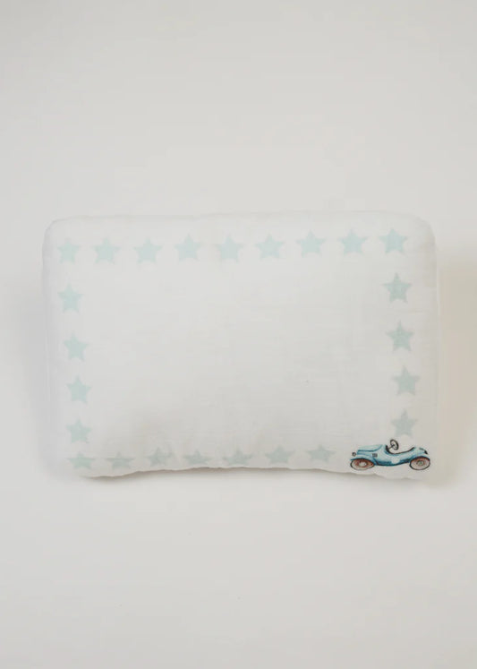 Baby Jalebi Cot Bedding Set-Roadster-Hand Embroidered-100% Organic Cotton-Blue & White-For Infants