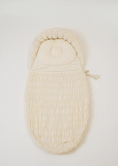 Baby Jalebi Crescent Sleeping Bag/Baby Carrier Nest-100% Organic Cotton-Ecru-Newborn Bed
