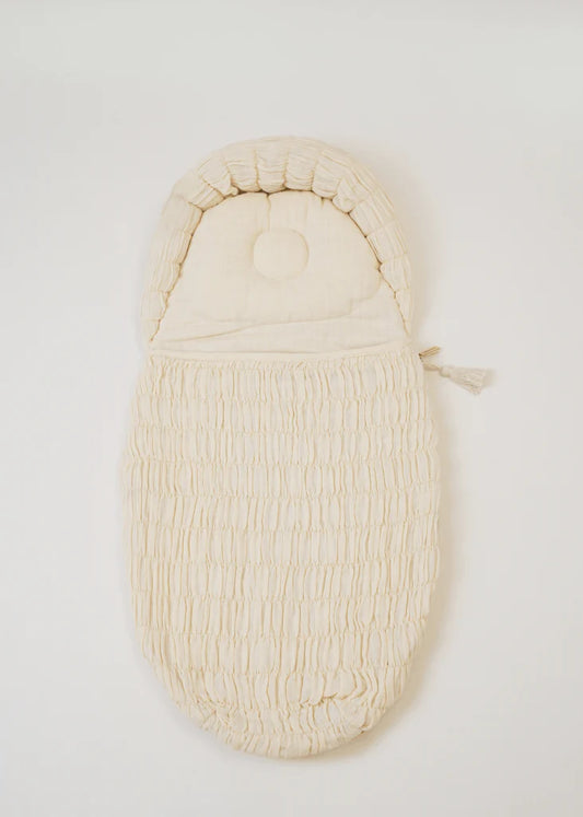 Baby Jalebi Crescent Sleeping Bag/Baby Carrier Nest-100% Organic Cotton-Ecru-Newborn Bed