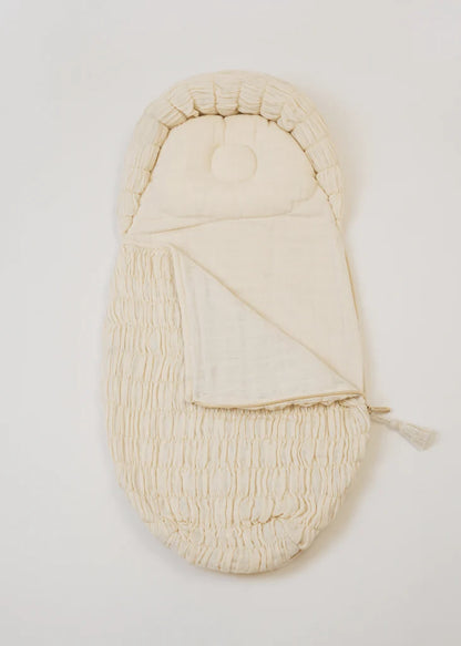 Baby Jalebi Crescent Sleeping Bag/Baby Carrier Nest-100% Organic Cotton-Ecru-Newborn Bed
