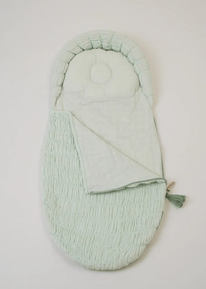Baby Jalebi Crescent Sleeping Bag/Baby Carrier Nest-100% Organic Cotton-Mint-Newborn Bed