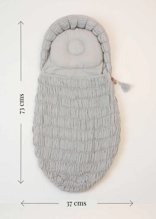 Baby Jalebi Crescent Sleeping Bag/Baby Carrier Nest-100% Organic Cotton-Blue-Newborn Bed
